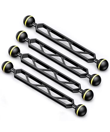 Seafrogs 4 Pieces 9" Double Ball Aluminum Alloy Extension Arm, 1" Ball Head Connector Underwater Arm for Strobe/Video Light/Diving Camera Tray, Integrated Without Glue, Waterproof and Rustproof AM-10-4PCS