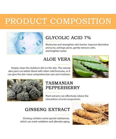 Glycolic Acid 7% Toning Solution 250ml Hydrating Toner for Face Smoothing Face Toner Facial Exfoliation for Blemishes and Acne Facial Moisturizer-Repair Damage Skin Strengthen Skin - Buy Online on SooperMarket.com