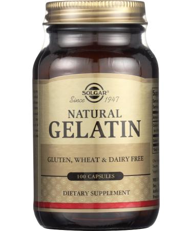 Solgar Gelatin 1680 mg 100 Capsules - Natural Gelatin - Supports Bone Joint & Skin Health - Gluten Free Dairy Free - 33 Servings