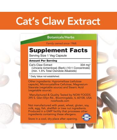 Now Foods Cat's Claw Extract 60 Veg Capsules - Natural Immune Support - Buy Online on SooperMarket.com