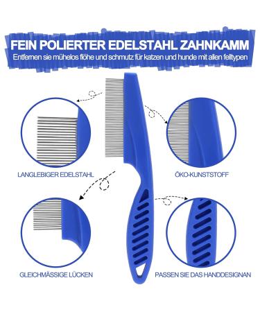 3-Piece Stainless Steel Flea & Lice Comb Set for Dogs & Cats | Pet Care Tools for Effective Tear Stain Removal - Blue - Buy Online on SooperMarket.com