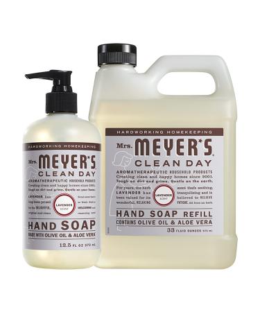 MRS. MEYER'S CLEAN DAY Liquid Hand Soap Lavender Scent Set Includes Refill & Bottle No Size No Color 33 + 12.5 Oz 2 Count