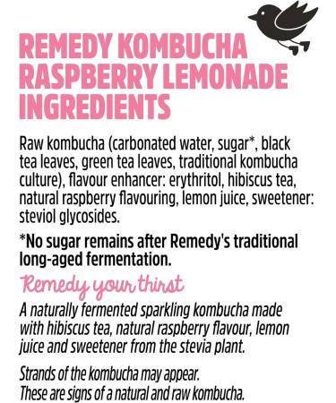 Remedy Kombucha Raspberry Lemonade 12x250ml - Sparkling Live Cultured Drink - Buy Online on SooperMarket.com