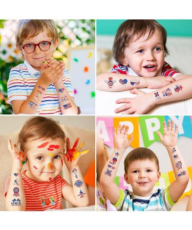 4th of July Temporary Tattoos - Patriotic Red, White & Blue Stickers for Independence Day Celebrations - Buy Online on SooperMarket.com