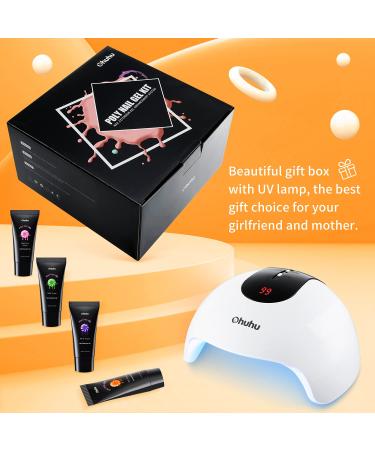 Poly Nail Gel Kit with 36W UV/LED Lamp - Ohuhu 12 Colors Professional Poly Gel Kit for Nail Extension - Rainbow Color DIY Nail Art - Great Gift for Girlfriend, Mother - Buy Online on SooperMarket.com