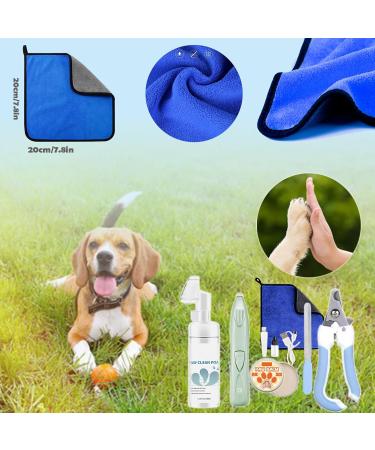 Dog Paw Cleaner Set - 150ml Foam Microfiber Towel Balm & LED Nail Trimmer | International Shipping - Buy Online on SooperMarket.com