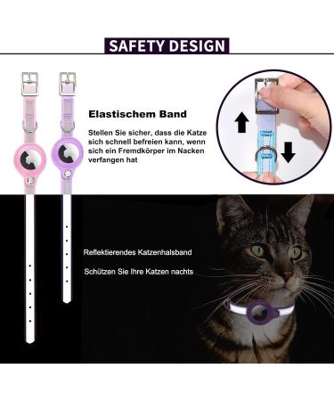 Airtag Cat Collar - Leather Reflective Adjustable GPS Neck Band for Tracking | Anti-Losing Airtag Case for All Cat Sizes (XS Purple 19-26cm) - Buy Online on SooperMarket.com