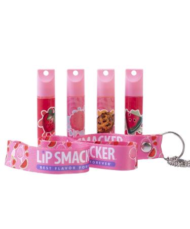 Lip Smacker Flavored Lip Balm & Pink Lanyard Set - Strawberry, Cotton Candy, Watermelon, Oatmeal Cookie - Kids Stocking Stuffer & Christmas Gift - Set of 4 - Buy Online on SooperMarket.com