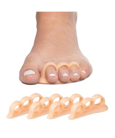 ZenToes Hammer Toe Straightener and Corrector 4 Pack Soft Gel Crests Splints | Reduce Foot Pain, Prevent Overlap | Flexible Footcare Treatment | Stain, Odor Resistant (Beige)