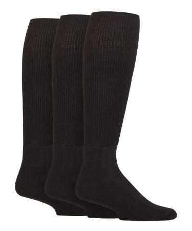 IOMI - 3 Pack Knee High Diabetic Socks Long Extra Wide Bamboo Socks 10-12 Black