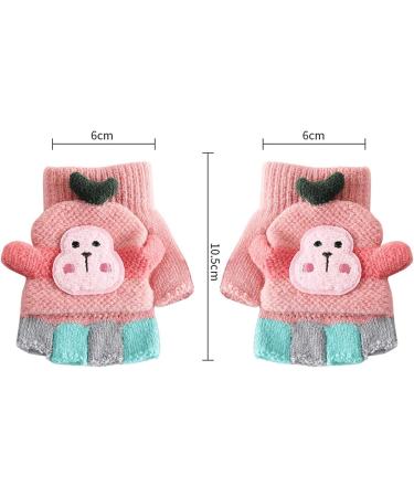 Kids Winter Warm Half Finger Mittens | Cartoon Knitted Gloves 1-5 Years | Blue - Buy Online on SooperMarket.com