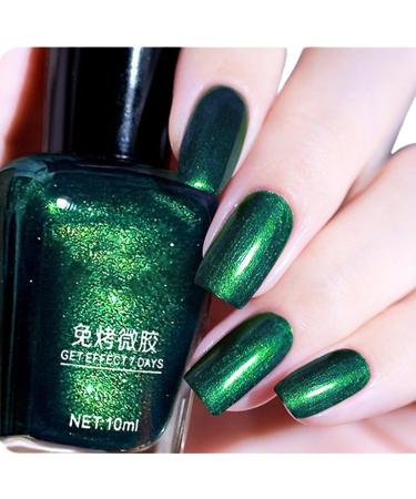 TBeautfave Emerald Green Nail Polish Glitter Green Nail Polish Quick Dry Long Lasting Nail Varnish - Water Based No Need Cure Nail Gel Polish Non-Toxic Breathable Nail Polish Home Nail Art