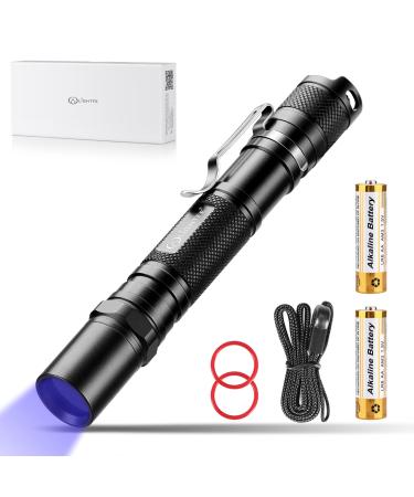 LightTFE UV301D Plus UV lamp 365NM Portable Ultraviolet Torch LED Torch Light UV Rays Waterproof IPX-8 pet Urine Detector (Batteries Included) Black Uv301d Plus (365nm) Black