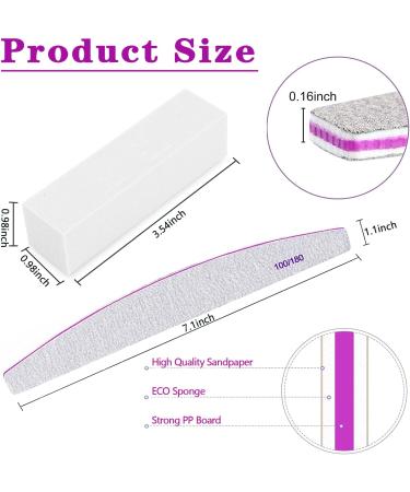 Nail File and Buffer Set 15 Pack Icluding 10 PCS Professional 100/180 Grit Double Sided Nail Files for Acrylic and Gel Nails and 5 PCS Nail Buffer Block for Natural Nails 8 PCS - Buy Online on SooperMarket.com