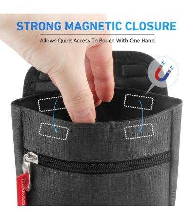 AEMIAO Dog Treat Pouch with Magnetic Closure - Hands-Free Small Puppy Training Bag - Adjustable Waistband & Bonus Carabiner - Grey - Buy Online on SooperMarket.com