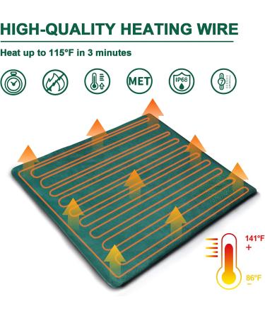 Heated Cat Dog Bed with Timer and Adjustable Temperature | Waterproof Pet Heating Pad for Indoor/Outdoor Use | Christmas Green 18X28IN - Buy Online on SooperMarket.com