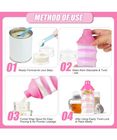 Milk Powder Dispenser Pots - BPA Free Formula Container for Travel & Outdoor Activities (Pink) - Buy Online on SooperMarket.com