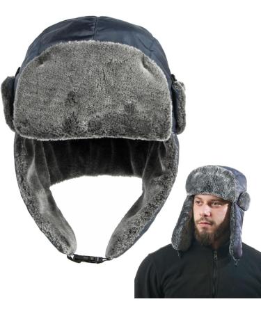 Neamou Warm Winter Hats for Hunting & Outdoor Activities | Coldfoot Tapper Hats with Ear Flaps | Navy Blue Ear Care Hats for Skiing Cycling & More - Buy Online on SooperMarket.com