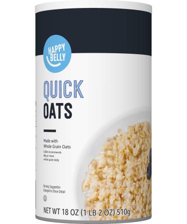 Amazon Brand - Happy Belly Quick Cook Oats, 18 Ounce