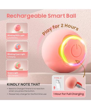 Baytion Interactive Cat Toy Ball with LED Light - USB Rechargeable (Pink) - Buy Online on SooperMarket.com