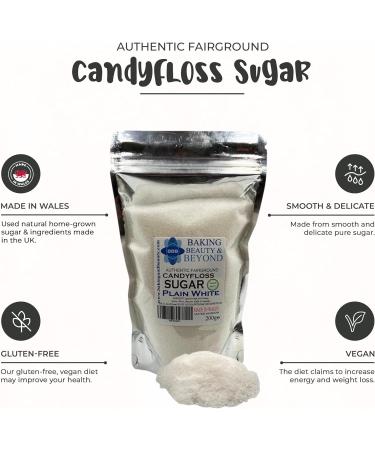 Baking Beauty and Beyond Premium Floss Sugar for Cotton Candy - 400g Plain White Floss Sugar with Natural Ingredients for All Occasions - Buy Online on SooperMarket.com