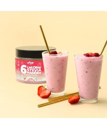 Locco Strawberry Flavour Powder 200g | Low Calorie Vegan Keto | 6 Calories, 0g Fat | Stevia Sweetened | Sugar-Free Natural Aromas | Dietary Supplement - Buy Online on SooperMarket.com