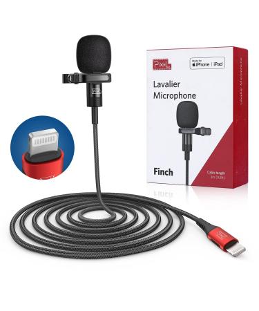 Pixel Lavalier Microphone for iPhone (Apple MFi-Certified) | Lav Mic for iPhone for Vlogging | External Microphone for iPhone Video Recording, Compatible with All Lightning Device (10ft) 10ft(3m)