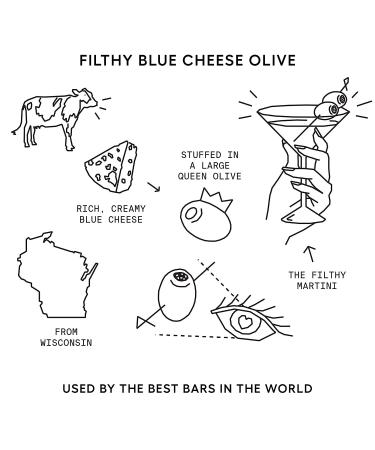 Premium Filthy Blue Cheese Stuffed Olives - Non-GMO & Gluten Free - 8.5oz Jar - Buy Online on SooperMarket.com
