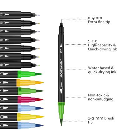 Mogyann 100 Colors Dual Tip Brush Pens for Coloring and Calligraphy - Multicolor - Buy Online on SooperMarket.com