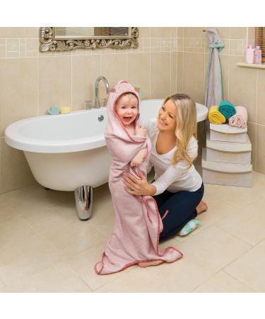 Clevamama Bamboo Apron Baby Bath Towel with Hood - Ultra Soft Bamboo, Absorbent, Pink, 98x98 cm - Buy Online on SooperMarket.com