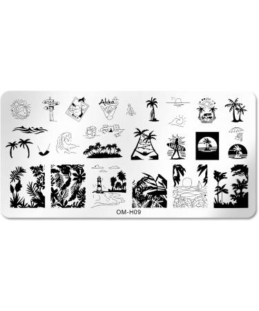 Tebi Nail Art Stamp Template - Valentine's Day Coconut Tree Love Heart Kiss Flower & Leaf Designs | Perfect for Creative Nail Art - Buy Online on SooperMarket.com