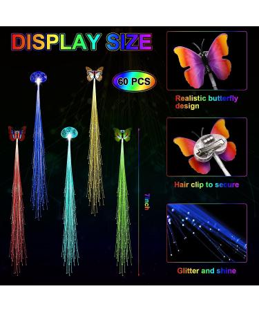 Willbond Pack Light Up Rave Hair Accessories - 30 LED Butterfly Clips, Fiber Optic Extensions, Glow in The Dark Flash Barrettes for Braid - Buy Online on SooperMarket.com