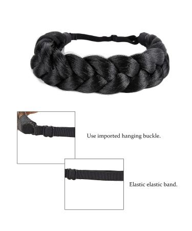Bohemian Braided Headband Wig - Oversized Strand, Classic Style, Elastic Synthetic Hairband for Women and Girls (Black 1B) - Buy Online on SooperMarket.com