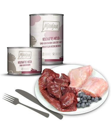 Mjamjam Premium Wet Cat Food Bundle - Pure Meat Enjoyment with Kangaroo & Hearty Wild Rabbit in Blueberries - 6 Pack (400g) - Buy Online on SooperMarket.com