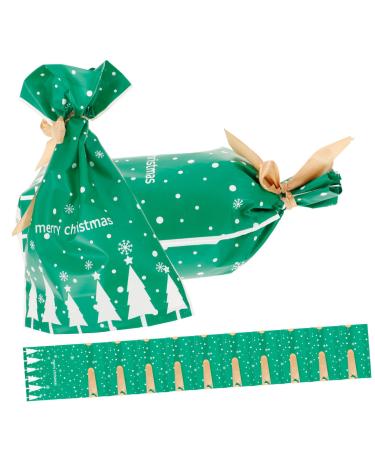 KOMBIUDA Christmas Sack 50pcs Christmas Bag Candy Bags Halloween Candy Christmas Drawstring Bag Snowflake Crisp Ribbon