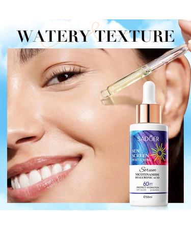 Face Serum SPF 60+ | Invisible Daily Sunscreen with Hyaluronic Acid & Niacinamide | Lightweight 24h Moisturizing Protection for Women - Buy Online on SooperMarket.com