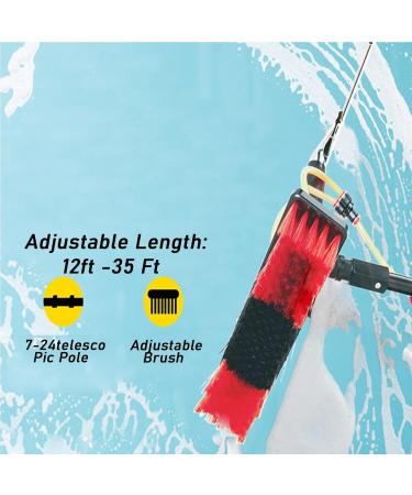Window Cleaning Brush Equipment Water Fed Telescopic Brush/Brush and Squeegee/Extendable Water Fed Pole Set Scrubbing Brush 55cm Brush Head 8M/27FT - Buy Online on SooperMarket.com