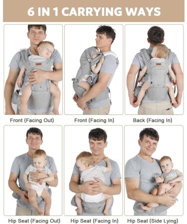 Lictin Advanced 6-in-1 Carrier - Ergonomic Convertible Front and Back Carry for Newborns to Toddlers 8-70 lbs - Buy Online on SooperMarket.com