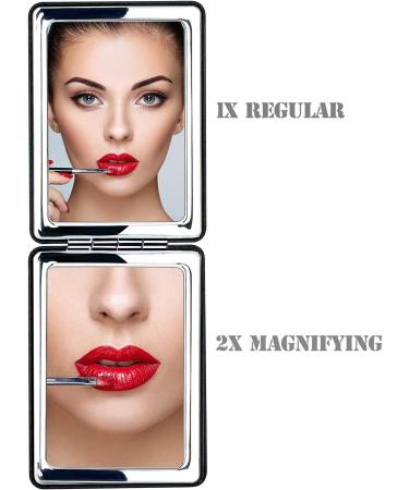 Compact Black Travel Makeup Mirror for Men, Women & Girls - Portable Double-Sided Magnifying Vanity Mirror - Ideal for Purse, Handbag & Pocket - Distortion-Free - Buy Online on SooperMarket.com