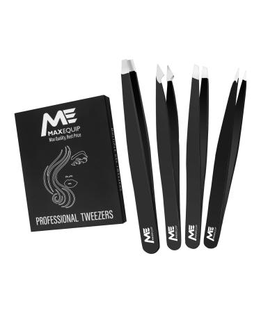 ME MAXEQUIP 4Pcs Tweezers for Facial Women and Men Professional Stainless Steel Eyebrow Tweezers Precision for Ingrown Hair Tweezers on Nose Ear