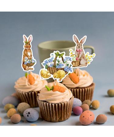awakentti 8PCS Peter Rabbit Cupcake Decoration Room Ornaments Cake Picks with Clear Printing Easter Cupcake Toppers for Photo Wall Photo Booth Background Candy Box - Buy Online on SooperMarket.com
