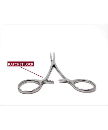 Two Piece Set - 5" Mosquito Hemostat Forceps with 3 Position Lockings Curved + Straight Teeth Polished Finish Pliers - Buy Online on SooperMarket.com