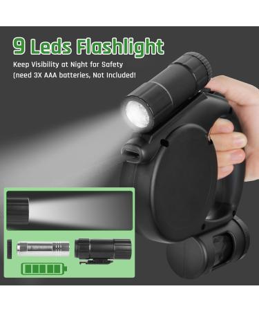 ZEEJORY Retractable Dog Lead 5M Extendable Dog Lead with LED Light & Poo Bag Holder Easy One Button Brake&Pause&Lock Anti-Slip Handle Dog Leash Small to Large Dogs up to 110lbs(50KG) - Buy Online on SooperMarket.com