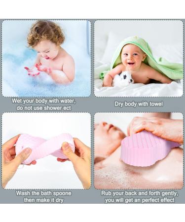 4Pcs Ultra Soft Bath Body Shower Sponge Set | Exfoliating Dead Skin Remover with Sticky Hooks | Ideal for Pregnant Women, Adults, Children | Pink Blue Gray White - Buy Online on SooperMarket.com