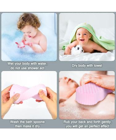 4-Pack Ultra Soft Exfoliating Bath Body Shower Sponges with Hooks - Reusable Dead Skin Remover for Children and Adults (Blue Pink Grey White) - Buy Online on SooperMarket.com