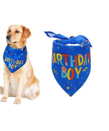 Dog Birthday Bandana Dog Birthday Boy Bandana Triangle Scarf for Small Medium Large Dogs Bandana for Dogs Puppy Birthday Party Boy Dog Happy Birthday Bandana Blue Blue Small