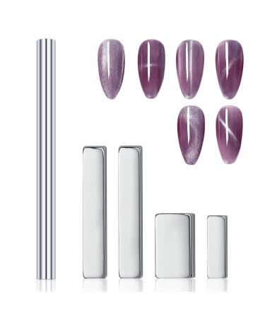 Cat Eye Magnet for Nails 5 Pcs Double Ended Cylindrical Strong Nail Magnet Set Super Long Nail Polish Magnet Pens Magnet Stick for 3D Cat Eye Gel Polish Home DIY Salon Studio Set 1