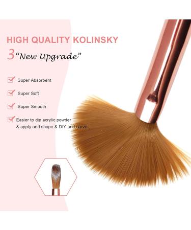LEDSUUEI Kolinsky Acrylic Nail Brush Set - Size 8/10/14 - High Quality Durable Brushes for Beginner Nail Art - Ideal for Acrylic Powder and Gel Nails - 3D Nail Art Tool - A-COLOR - Buy Online on SooperMarket.com