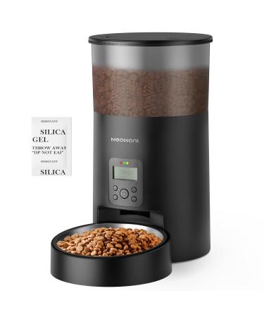Automatic Cat Feeders, Meowant Cat Food Dispenser with Desiccant Bag, Timed Cat Feeder with Stainless-Steel Bowl, Programmable Portion Size Control 4 Meals Per Day, Dual Power Supply 6L