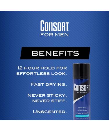 Consort Extra Hold Mens Hair Spray Unscented 11 oz - Strong Hold Aerosol - Buy Online on SooperMarket.com
